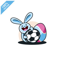Soccer football ball with easter rabbit vector illustration