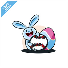 Baseball ball with easter rabbit vector illustration