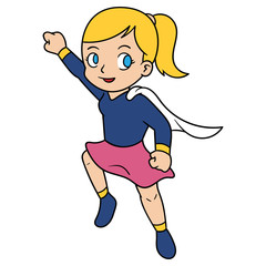 Cartoon Flying Superhero Girl With Cape