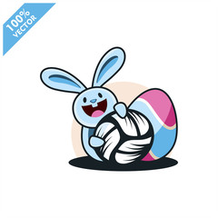 Volleyball ball with easter rabbit vector illustration