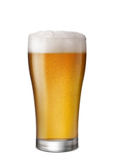 Glass of Light Beer isolate white background with copy space