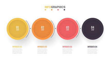 Business process infographics template. Timeline with 4 steps, options, arrows. Vector illustration. Can be used for workflow layout, info chart, graph, web design.