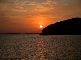 鬼池港から見た有明海に昇る朝日の情景＠天草、熊本