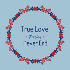 Simple shape Pattern of leaf and rose floral frame, for true love invitation card design. Vector
