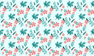 Fototapeta na wymiar Seamless Christmas floral pattern background, with leaf and floral cute drawing.