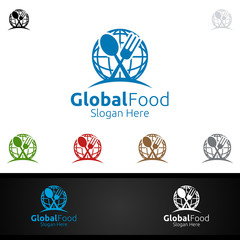 Global Food Logo for Restaurant or Cafe