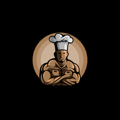 Masculine Chef Logo Vector Icon Illustration