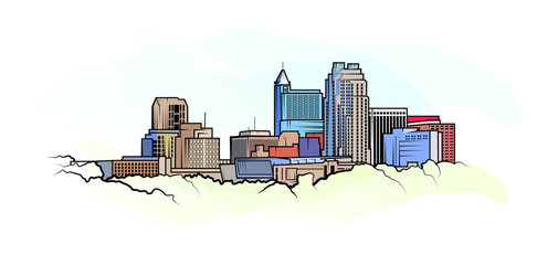 Raleigh North Carolina Color Vector Illustration