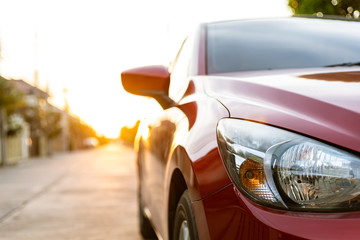 Car on street blurry background.For automotive automobile or transport transportation image.