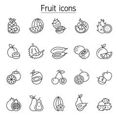 Fruit icon set in thin line style