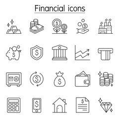 Financial & Banking icon set in thin line stlye