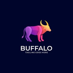 Vector Logo Illustration Wild Buffalo Gradient Colorful