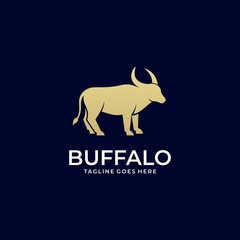 Vector Logo Illustration Wild Buffalo Silhouette