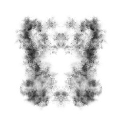 rorschach test, abstract monochrome inkblot isolated on white background