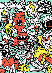 vector doodle monsters hand drawn