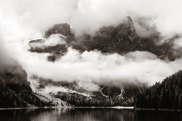 Dolomites fog lake