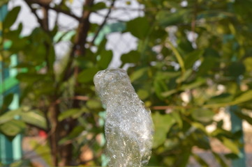 The water coming out from the pipe