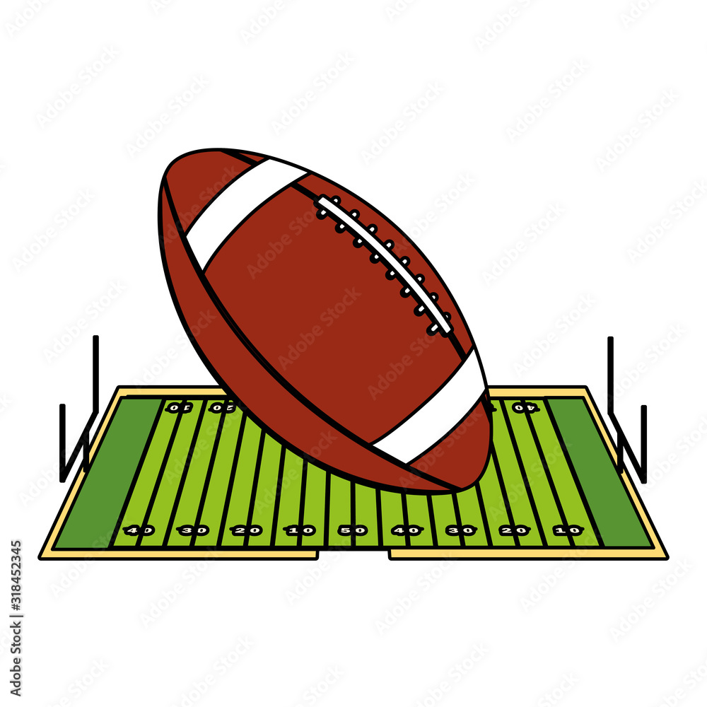 Canvas Prints american football ball on stadium grass