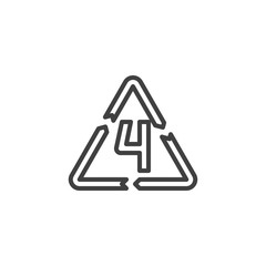 LDPE 4, industrial marking plastic line icon. linear style sign for mobile concept and web design. Low-density polyethylene outline vector icon. Symbol, logo illustration. Vector graphics
