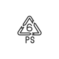 Polystyrene product line icon. linear style sign for mobile concept and web design. PS 6, industrial marking plastic outline vector icon. Symbol, logo illustration. Vector graphics