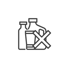 No plastic line icon. linear style sign for mobile concept and web design. Plastic product ban outline vector icon. Symbol, logo illustration. Vector graphics