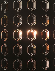 Close up view of black table lamp