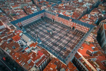 Afwasbaar Fotobehang Madrid Madrid Plaza Mayor luchtfoto