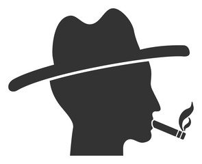 Cigarette smoker vector icon. Flat Cigarette smoker symbol is isolated on a white background.