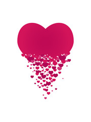 Vector illustration of Red heart on a white background. Decorative background with lot of valentines hearts for design for posters, flyers, invitation, brochure, discount