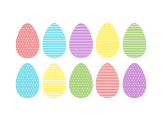 Decorative color egg with pattern isolated on white background. Set of easter eggs with patten for design of card, banner, logo, flayer, label, icon, badge, sticker. Vector illustration EPS10.