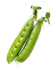Fresh peas isolated on white background 