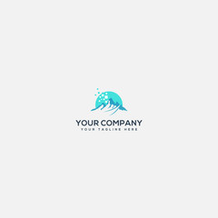 Fototapeta premium simple digital mountain and river logo design