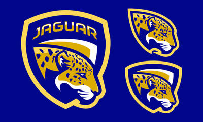 Jaguar mascot logo design for sport or e-sport logo team isolated on dark background © Ario
