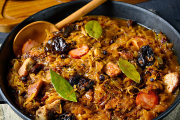 A real Polish 'Bigos,'after an old recipe with dried plums and wine.