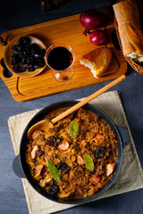 A real Polish 'Bigos,'after an old recipe with dried plums and wine.