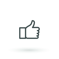 Thumb up line outline icon graphic design. The thin contour lines. Hand thumb up icon ,like and dislike icon vector illustration. Editable Strok