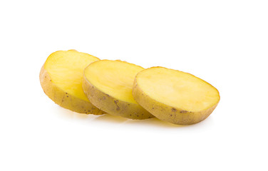 Fresh raw potatoes with sliced an isolated on white background