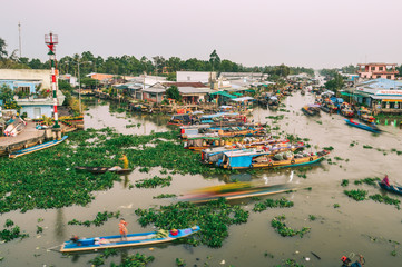 Nga Nam Floating Market in Mekong Delta, Vietnam