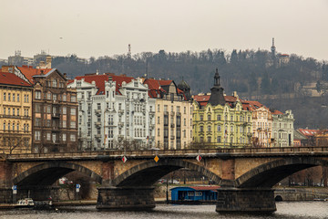 Bridge over river Vltava in Prague