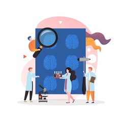 Brain health CT-scans x-ray technology, vector illustration