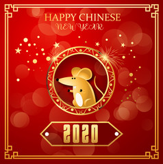 Fototapeta na wymiar Happy chinese new year 2020 / Year of the rat, vector illustration