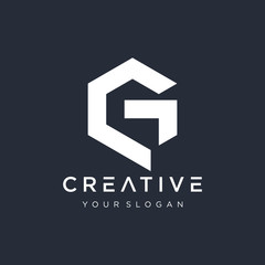Letter CG Logo with hexagon concept. Template Illustration Business Company Vector Logo Design. Creative minimalism logotype icon symbol. - VECTOR