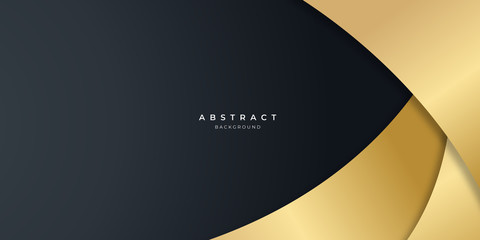 Fototapeta premium Black gold curve abstract background for presentation design. 