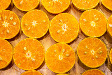 fresh orange with Orange cut in half to produce orange juice