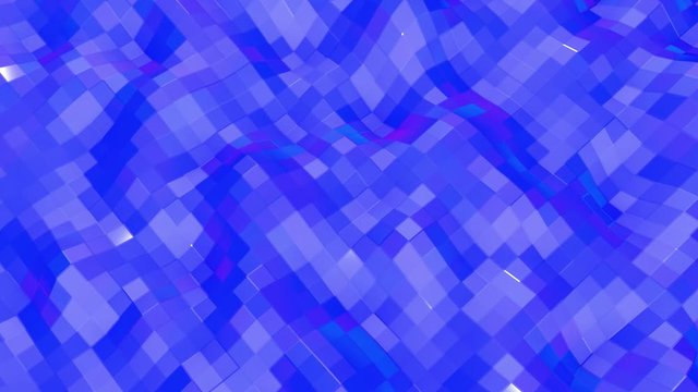 The blue low poly plane is slowly deformed. animated abstraction screensaver. 3d render