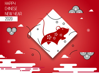 Happy chinese new year 2020 / Year of the rat, vector illustration