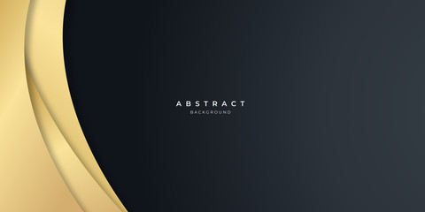 Obraz premium Black gold curve abstract background for presentation design. 