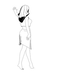 human contour visualization, 3D illustration, sketch, outline