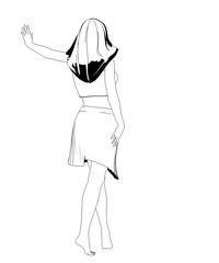 human contour visualization, 3D illustration, sketch, outline