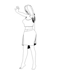 human contour visualization, 3D illustration, sketch, outline